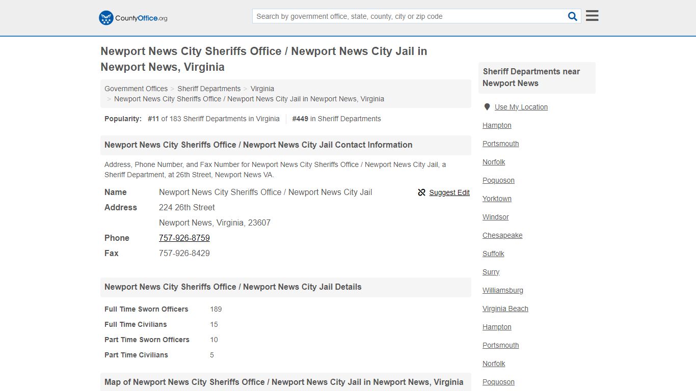 Newport News City Sheriffs Office / Newport News City Jail - Newport ...