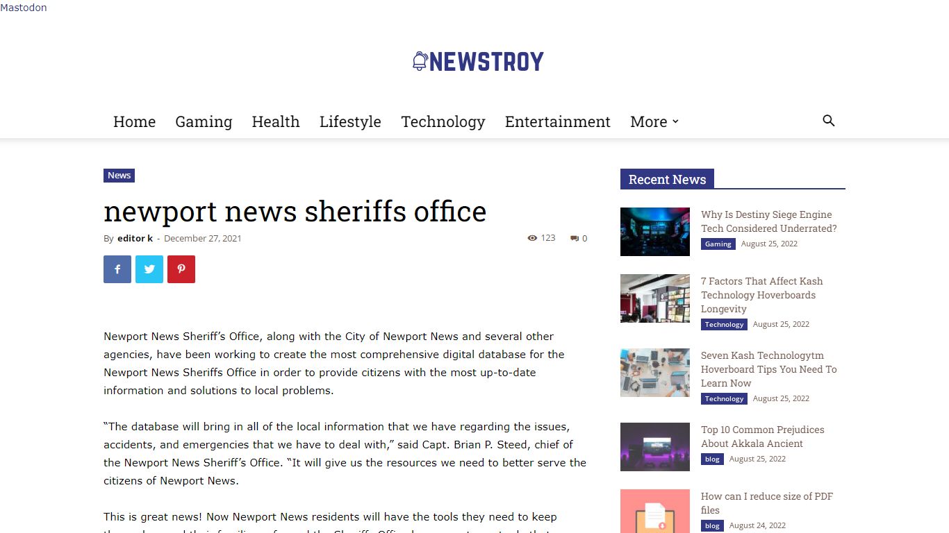 newport news sheriffs office - News Troy